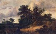 RUISDAEL, Jacob Isaackszon van Landscape with a House in the Grove about 1646 oil painting